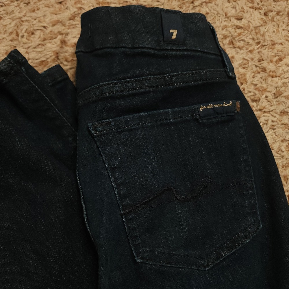 7 For All Mankind Kimmie Straight Jean Women 24 Dark Blue Bair Afternoon Stretch